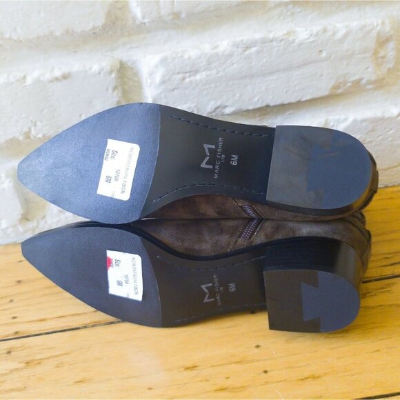 Marc Fisher LTD Yandi Brown Heel Bootie Suede 6 - Picture 4 of 10